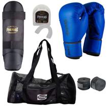 Kit Luva Muay Thai Boxe Bandagem Bucal Caneleira E Mochila