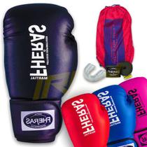 Kit Luva Muay Thai Boxe Bandagem Protetor Bucal Fheras Tradi