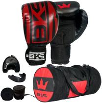 Kit Luva Muay Thai Kickboxing Bks Bolsa Bandagem 3 Metros E Bucal