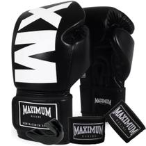Kit luva muay thai mxm black + bandagem 3 metros + protetor bucal - maximum