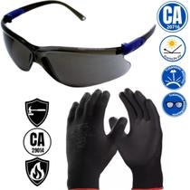Kit Luva Multitato Pu Seguranca Trabalho Servico Oculos Epi Uv Ca Antirrisco Antiembaçante Multiuso