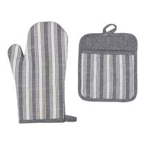 Kit Luva + Pegador Listrado cinza - Jolitex Ternille Kit Luva + Pegador Listrado cinza - Jolitex Ternille