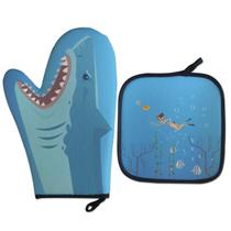 kit Luva Térmica Ataque Tubarão Cozinha Criativa Geek kit Luva Térmica Ataque Tubarão Cozinha Criativa Geek