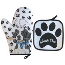 kit Luva Térmica Beagle Chef Cozinha Criativa Geek