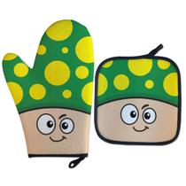 Kit Luva Térmica de Forno Cogumelo Games Cozinha Geek Kit Luva Térmica de Forno Cogumelo Games Cozinha Geek