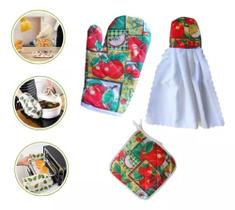 Kit Luva Térmica Descanso Panela Forno Fogão Pano Bate Mão