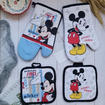 Kit Luva Térmica e Descanso de Panela Mickey Forno e Fogão Modelo Luva:Azul