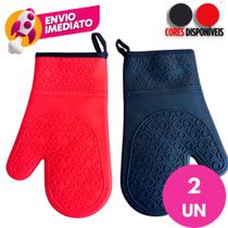 Kit Luva Térmica Silicone Com Forro Cozinha Forno E Fogão Segurança Proteção Punho