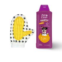 KIT LUVA TIRA PELOS (chalesco) + SHAMPOO 5 em 1 (pet clean)