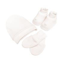 Kit Luva, Touca e Sapatinho Off White Bamboo - Laço Bebê