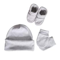 Kit Luva, touca, pantufa algodão enxoval unissex