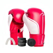 Kit Luvas Boxe Muay Thai First FX1 Rosa-Branco, Band e Bucal Pretorian Cor:Rosa+BrancoTamanho:12ozGênero:Unissex