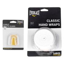 Kit Luvas Treino Boxe Everlast Core Bandagem Bucal Branco