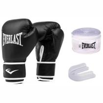 Kit Luvas Treino Boxe Muay Thai Everlast Core Bandagem Bucal Protetores training equipamento