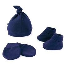 Kit Luvinhas Pantufas e Touca Marinho Malha