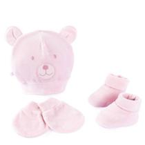 Kit Luvinhas Pantufas e Touca Plush Ursa Rosa