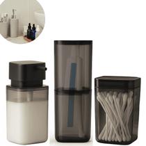 Kit Lux Banheiro Porta Escova Saboneteira e Porta Algodão Kit Lux Banheiro Porta Escova Saboneteira e Porta Algodão