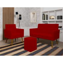 Kit Lux Com Namoradeira E Poltrona E Puff Cubo Vermelho Kit Lux Com Namoradeira E Poltrona E Puff Cubo Vermelho