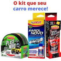 Kit Luxcar, Farol Novo, Tira Riscos, Renovador De Plásticos