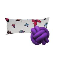 Kit Luxo 1 Almofada Baguete Borboleta + 1 Nó Decorativas Decoração