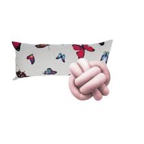 Kit Luxo 1 Almofada Baguete Borboleta + 1 Nó Decorativas Moderna Casa