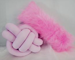Kit Luxo 1 Almofada Baguete Pelo Alto Decoração +1 Almofada Nó