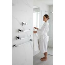 Kit Luxo 4 Peças Inox 304 Banheiro Quadrado Cromado