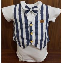 Kit Luxo Body Curto + Colete + Gravata Bebê Menino Ref. 7337
