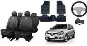 Kit Luxo Clio 12-18: Capa de Couro, Tapete Premium e Capa de Volante