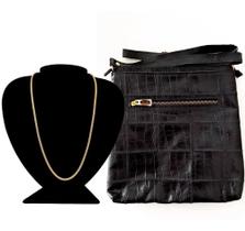 Kit Luxo Colar Prata E Banho Ouro - 50Cm + Bolsa 100% Couro Kit Luxo Colar Prata E Banho Ouro - 50Cm + Bolsa 100% Couro