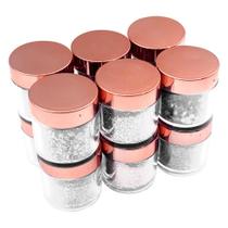 Kit Luxo com 12 Potes de Glitter Flocado Nevado Pó Decoração de Unha Manicure Sedução