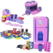 Kit Luxo Cozinha Infantil Mercado Air Fryer Geladeira 54pç