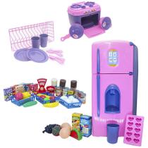 Kit Luxo Cozinha Infantil Mercado Louça Fogão Geladeira 54pç Kit Luxo Cozinha Infantil Mercado Louça Fogão Geladeira 54pç