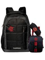 Kit Luxo Flamengo Mochila Costas + Lancheira + Estojo Duplo