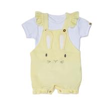 Kit Luxo Macacão Jardineira + Body Bebê Menina Verão 7949 Kit Luxo Macacão Jardineira + Body Bebê Menina Verão 7949