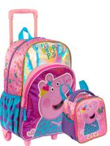 Kit Luxo Peppa Pig Mochila Rodas + Lancheira