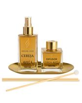 Kit Luxo - Perfume Spray Puro + Difusor + Bandeja Gold - Lar Fresh