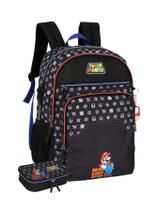 Kit Luxo Super Mario Mochila Costas Estojo