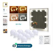 Kit Luz Camarim Maquiagem Com 10 Led Espelho Arandela 3 Cors