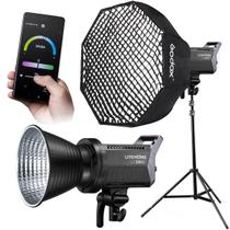 Kit Luz Led Estudio Godox La200d Litemons 230w Daylight Com Softbox Octa Grid 120cm E Tripé