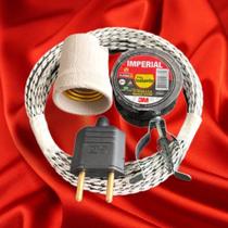 Kit Luz Para Churrasqueira (Fio, Bocal, Suporte e plug para Tomada)