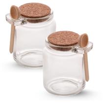 Kit Lyor 2 Porta Condimentos De Vidro Colher Bambu 240ml