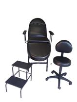 Kit Maca cama três posições + Mocho + escada Tatuador Depilação Estética Salão