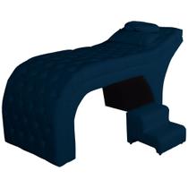 Kit Maca e Escada Para Massagem e Estética Corano Azul Marinho - LM DECOR