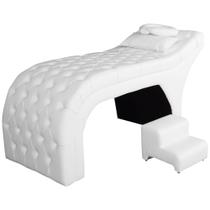Kit Maca e Escada Para Massagem e Estética Corano Branco - DL DECOR
