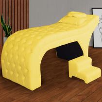 Kit Maca e Escada Para Massagem e Estética Suede Amarelo - DL DECOR