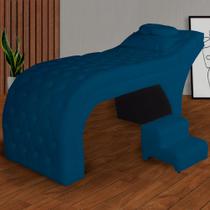 Kit Maca e Escada Para Massagem e Estética Suede Azul Marinho - LM DECOR