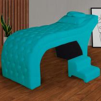 Kit Maca e Escada Para Massagem e Estética Suede Azul Turquesa - LM DECOR