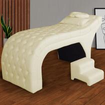 Kit Maca e Escada Para Massagem e Estética Suede Marfim - DL DECOR