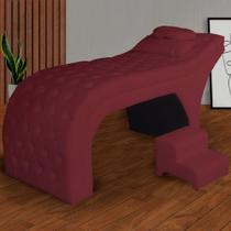 Kit Maca e Escada Para Massagem e Estética Suede Vermelho Bordo - LM DECOR